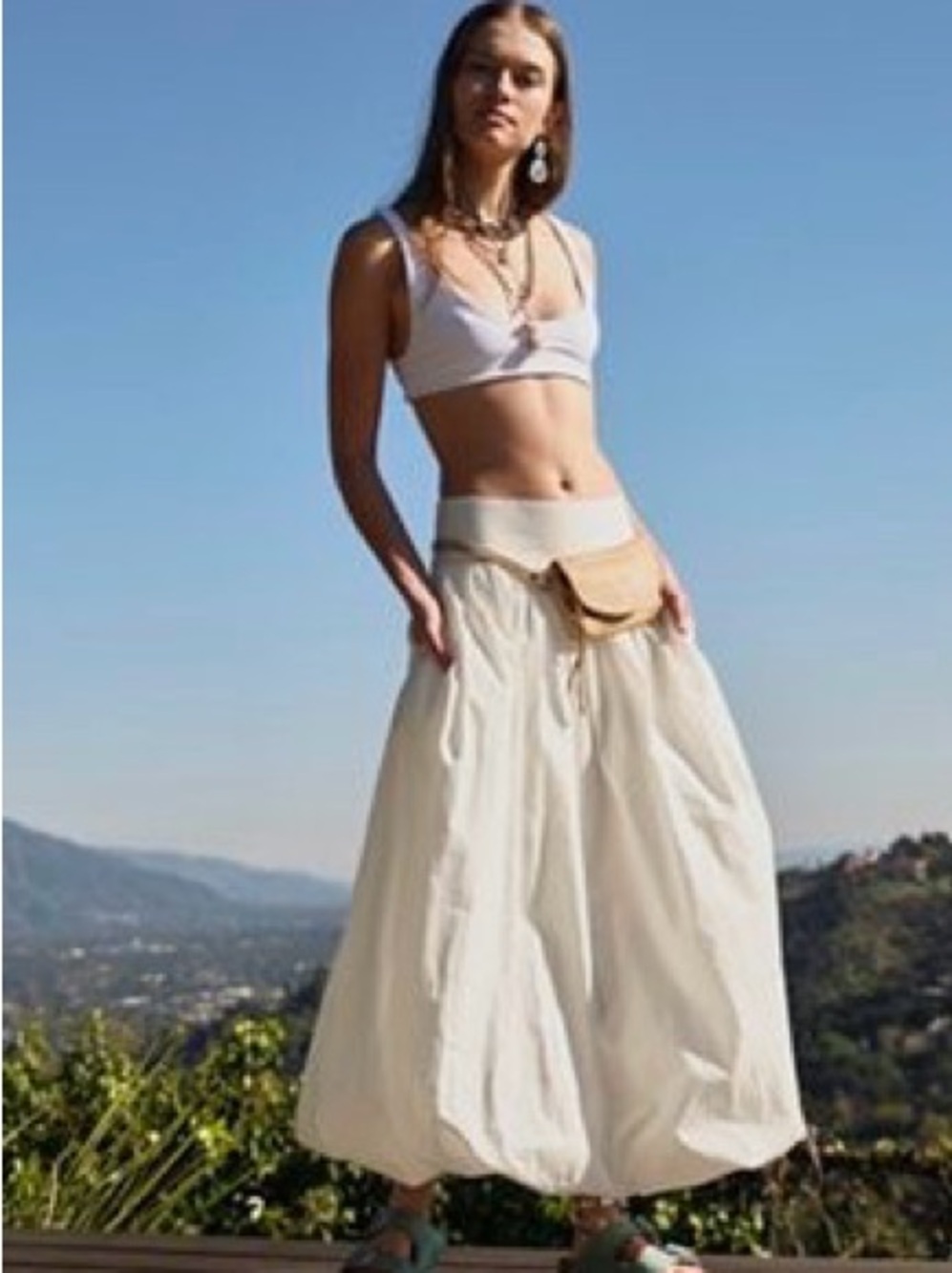 Free People Ivory Balloon Maxi Skirt